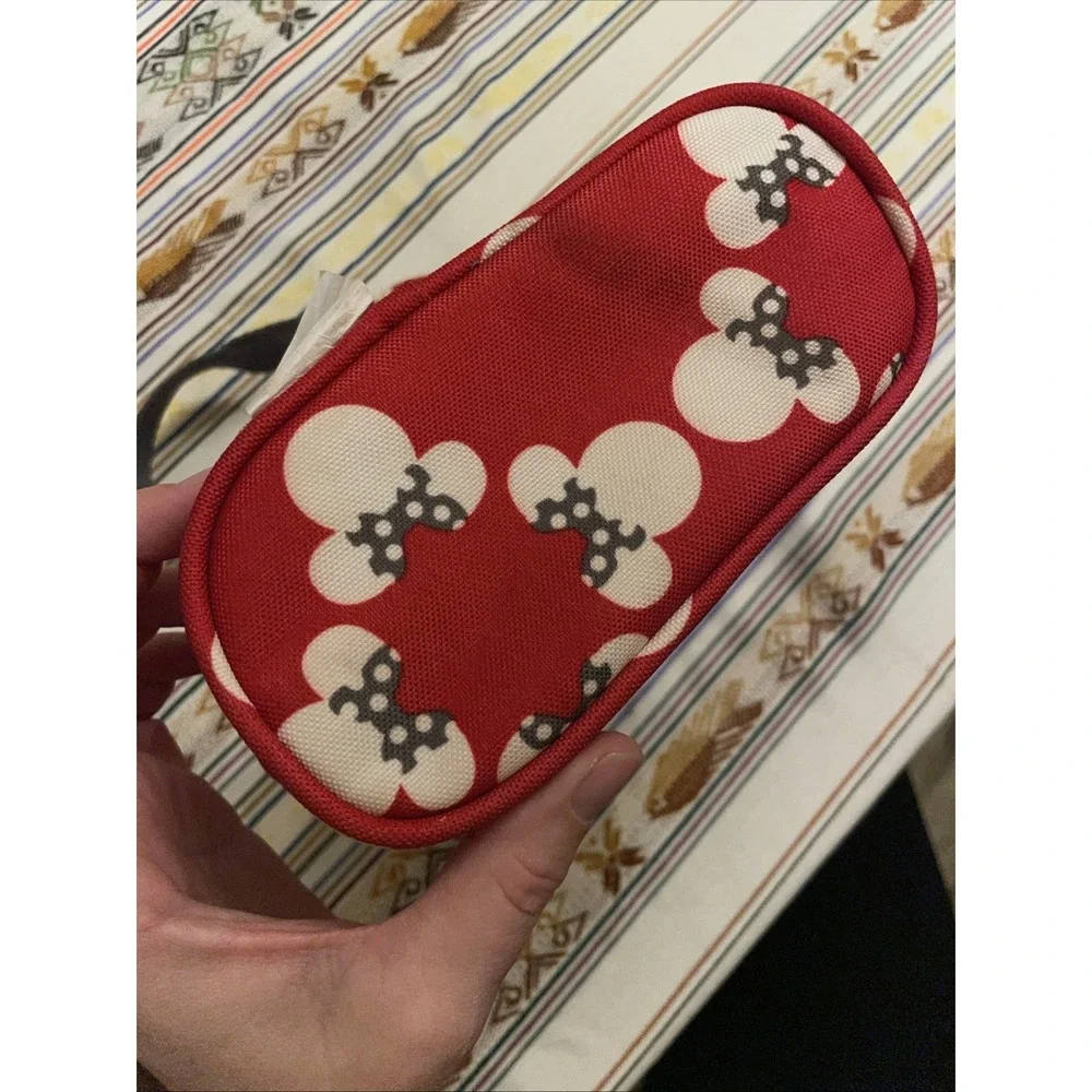 Baby Bottle Bag Insulated Minnie Mouse Disney Red Gray White Clip Strap‎